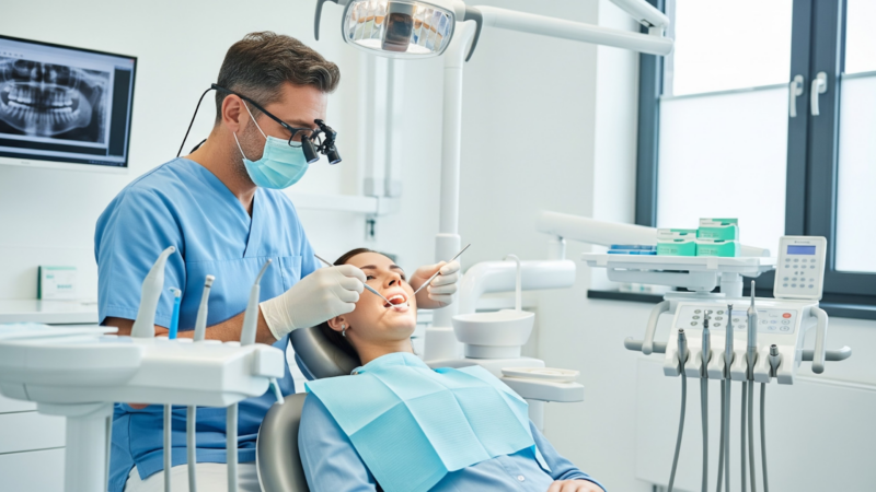 In-Office Teeth Whitening Dental treatment in progress at a clinic